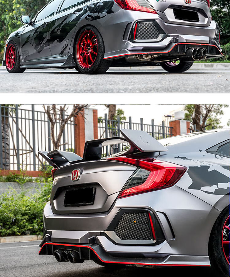 思域尾翼16/19十代思域改装yofer尾翼_欧版尾翼思域鸥翼免打孔大尾翼