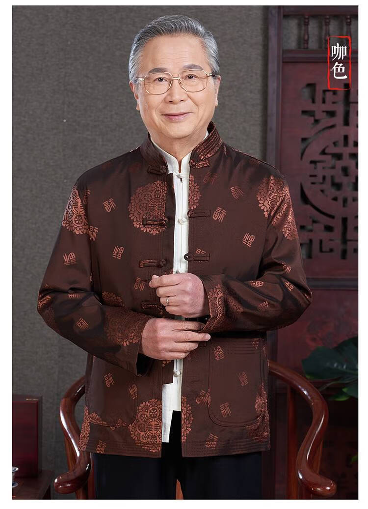 传奇保罗唐装男装中老年人棉衣加绒加厚保暖中式生日过寿衣服中式潮流