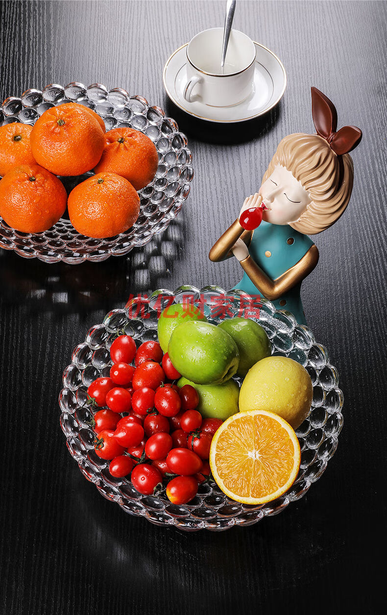 泡泡女孩果盘创意摆件家用零食盘现代ktv干果水果盘客厅茶几网红 摩登