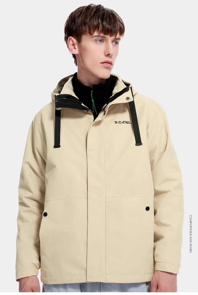 骆驼冲锋衣男秋冬新款防风防水外套三合一可拆卸户外服装 a0w24o6136