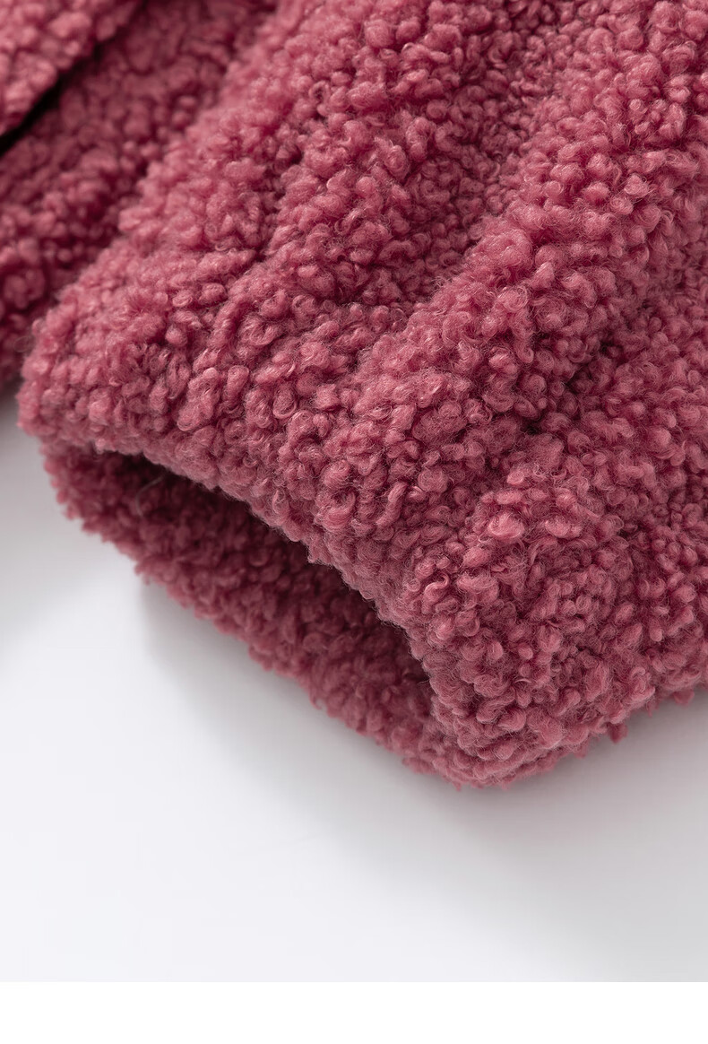 juzui玖姿2021冬季新款韩版休闲连帽撞色宽松保暖颗粒绒女卫衣锈红xl