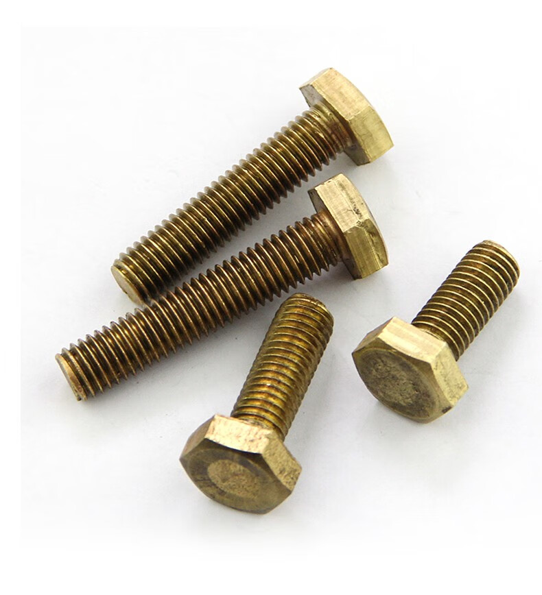 黄铜外六角螺丝 纯铜六角头螺栓 铜螺钉m10m12 m10*25【5只】
