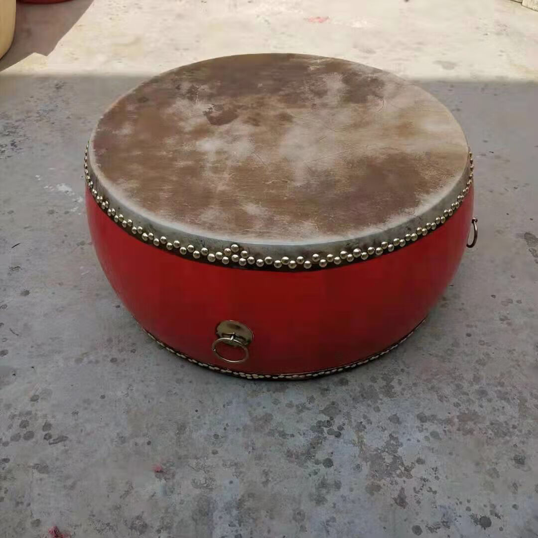 黄牛皮鼓白茬堂鼓锣鼓节奏扁鼓道士手鼓儿童小鼓椿木牛皮鼓9寸椿木黄