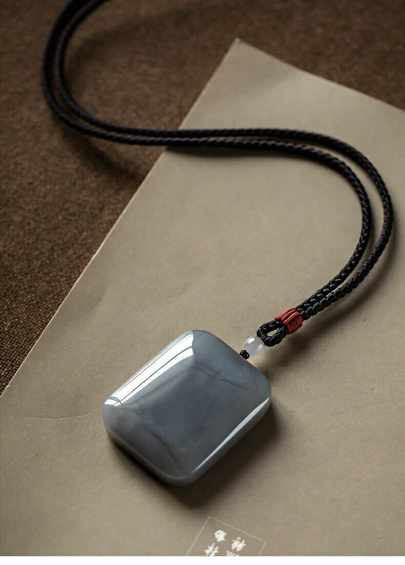 引领世家和田玉烟紫平安无事牌玉坠男女同款素面玉牌挂件玉佩吊坠烟灰