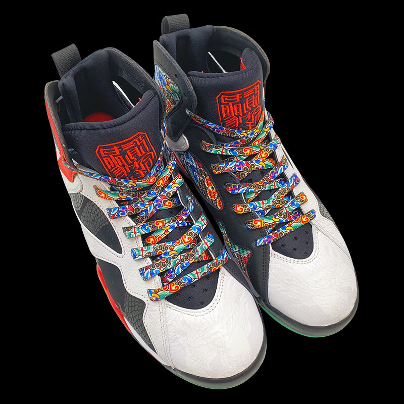 适配欧文7毒液限量版aj7紫禁之巅热熔岩兔八哥中国风涂鸦鞋带 中国风