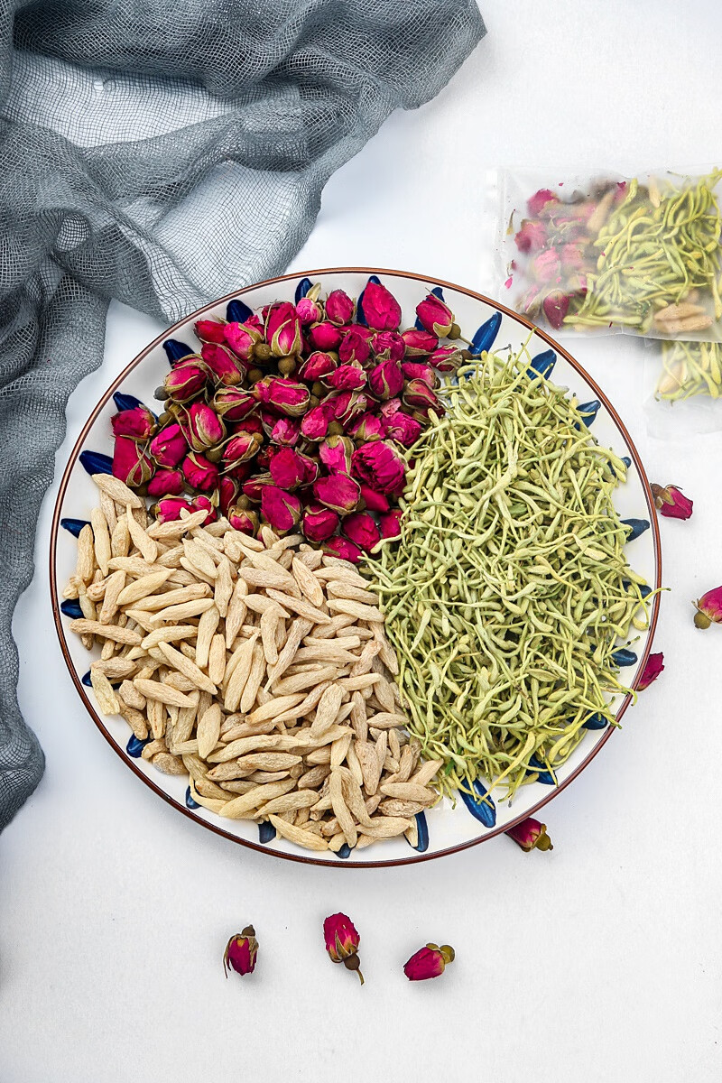 麦冬玫瑰金银花茶肝气//郁结失//眠多梦川麦冬玫瑰花金银花泡水喝 9克