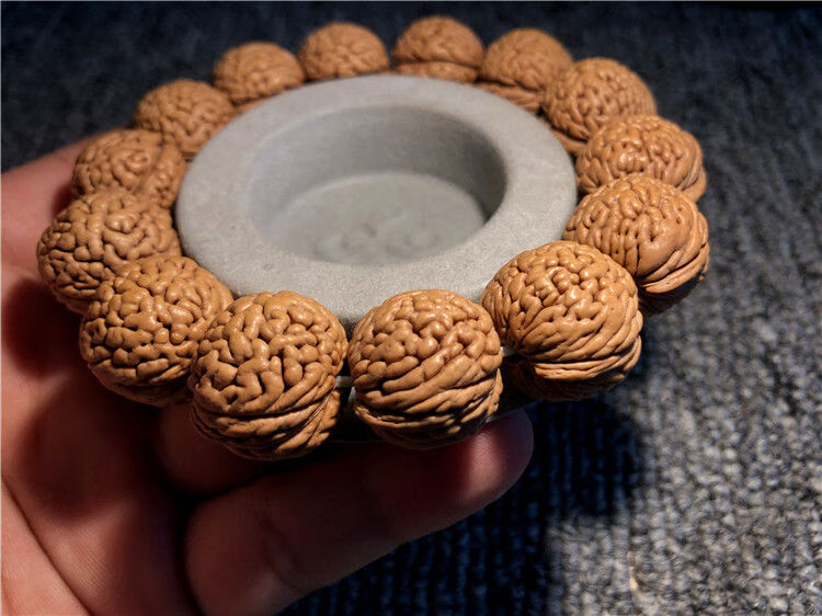 天然野生凤尾桃核手串矮桩龙鳞纹脑纹桃核手把玩件单圈男女手串链龙鳞