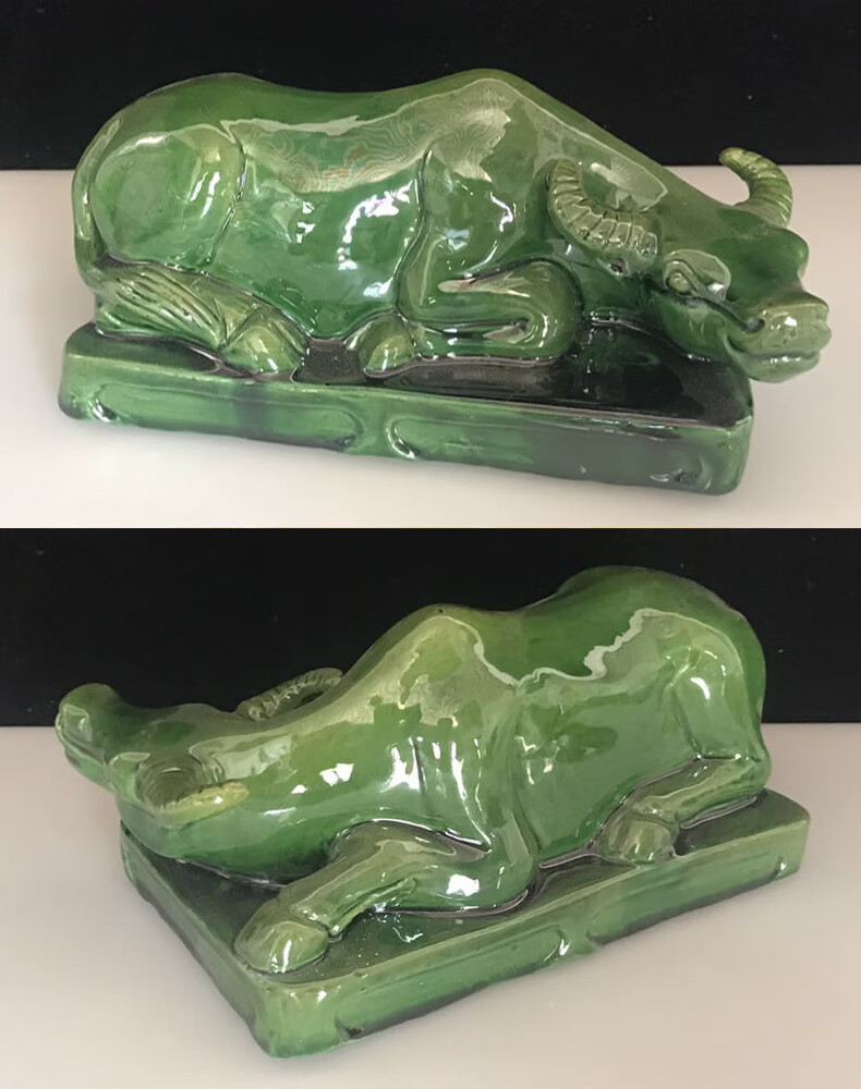 珠筠 陶瓷牛卧牛摆件陶瓷水牛黄牛耕牛家居用品瓷黄牛厨房卫生间牛