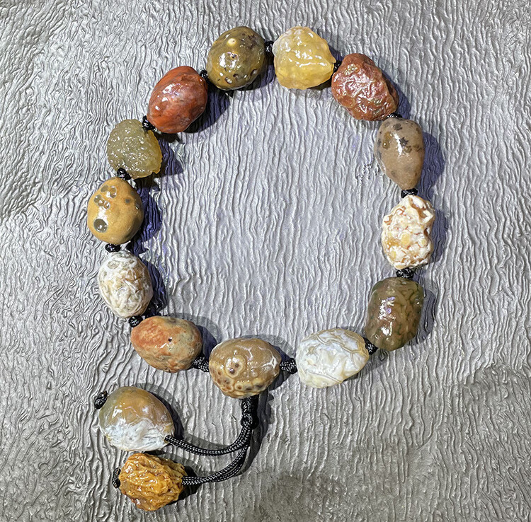 阿拉善手串 戈壁石 玛瑙原石 奇石 阿拉善石 筋脉石原石手串 24号单颗