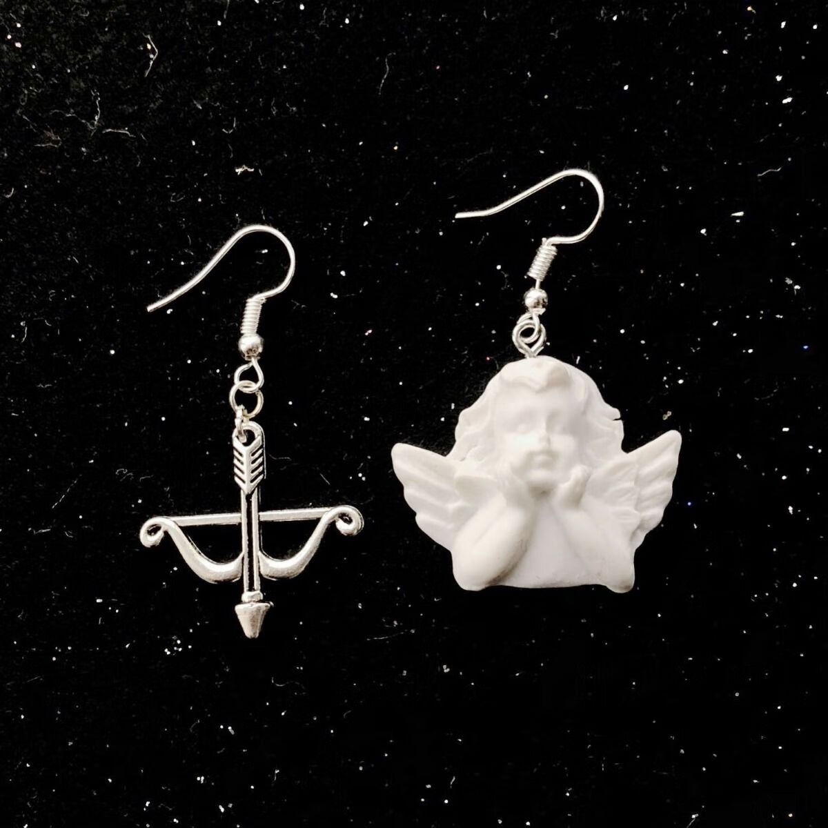 韩版个性石膏丘比特弓箭天使耳钩 少女心学生原宿复古朋克耳夹 抚琴