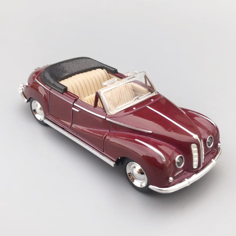 网红合金车模宝马老爷车模型双开门回力仿真汽车儿童玩具摆件礼物