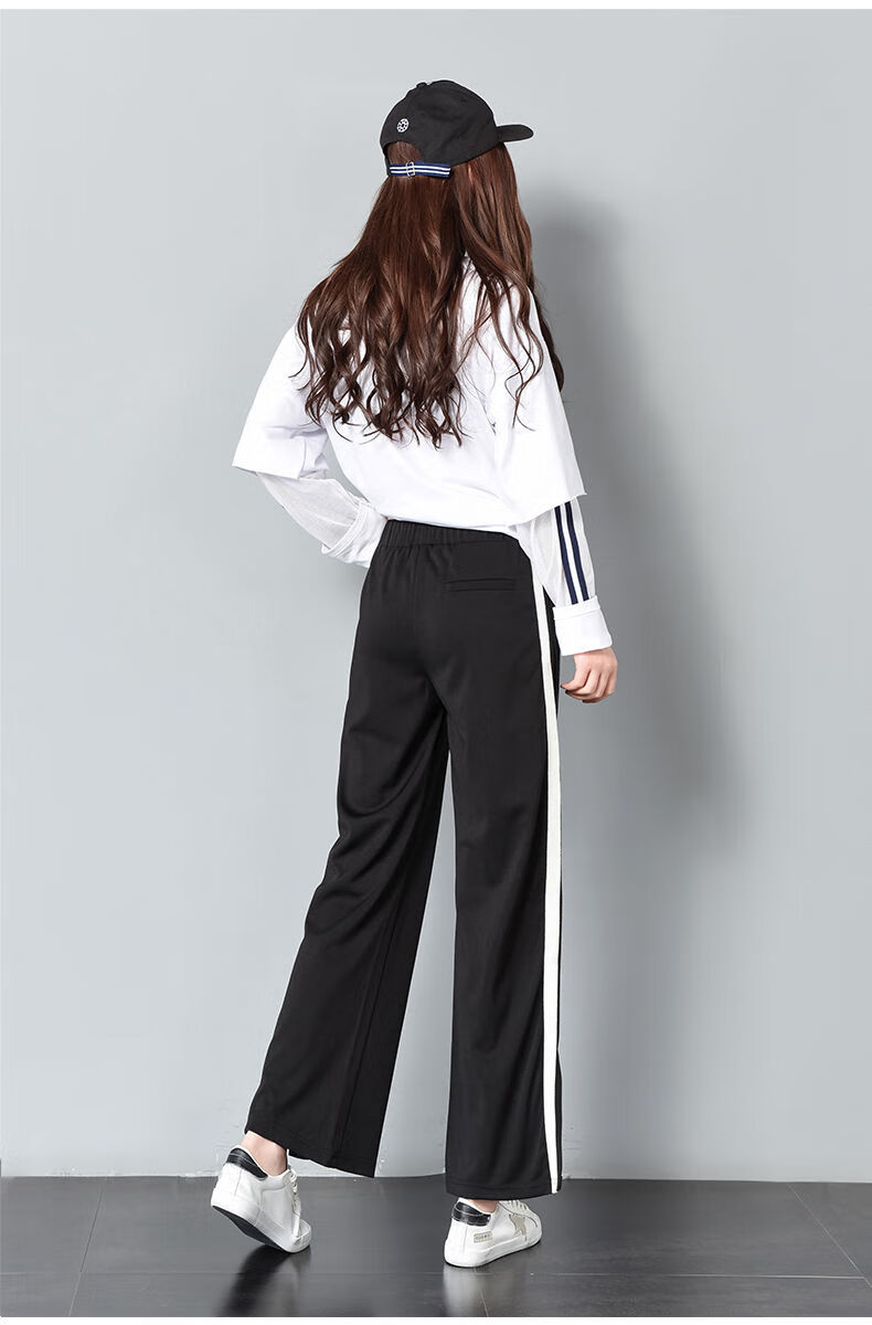 学院风秋装女生新款宽松阔腿裤初中高中学生春秋季运动裤子少女生韩版