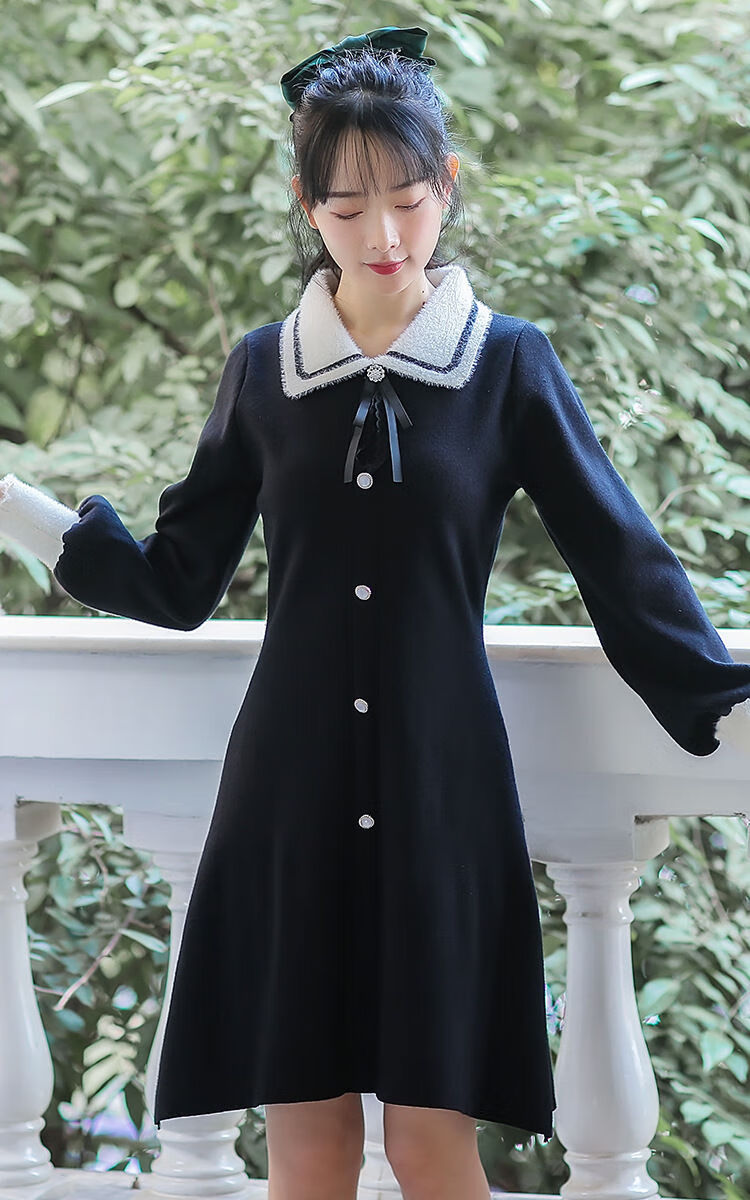 毛衣冬裙裙子长裙过年衣服初中生高中生大学生青少女靓女小仙红色l