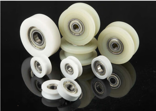 硬质包胶包塑轴承滑轮pom聚甲醛塑料轴承滚轮高承载耐磨尼龙轮 米白色
