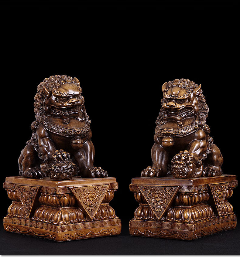有依有靠北京狮子摆件大号一对复古中式家居客厅玄关装饰摆设 大号