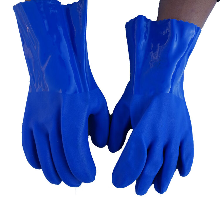 手套906蓝色磨砂防油手套防滑耐磨工业用劳保浸塑耐油 加绒款-906耐油