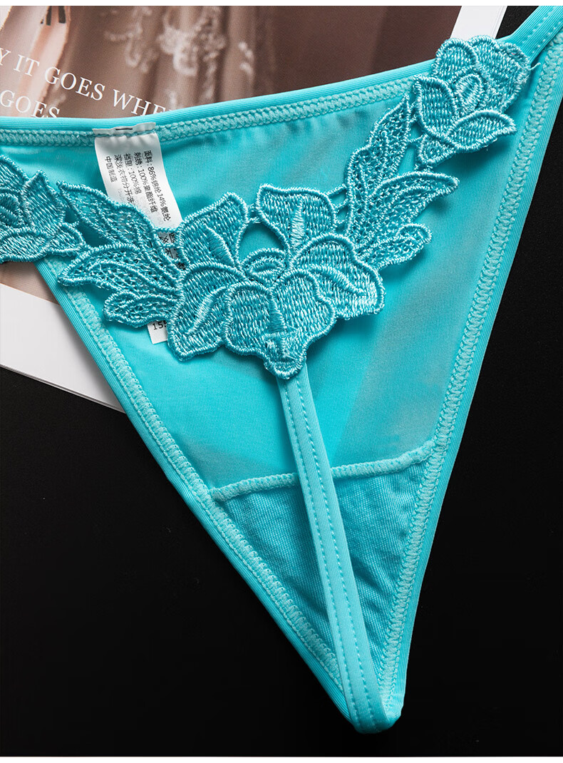 莫代尔 丁字裤勒住阴 丁字裤女性感内裤蕾丝刺绣欧美薄冰丝无痕健身