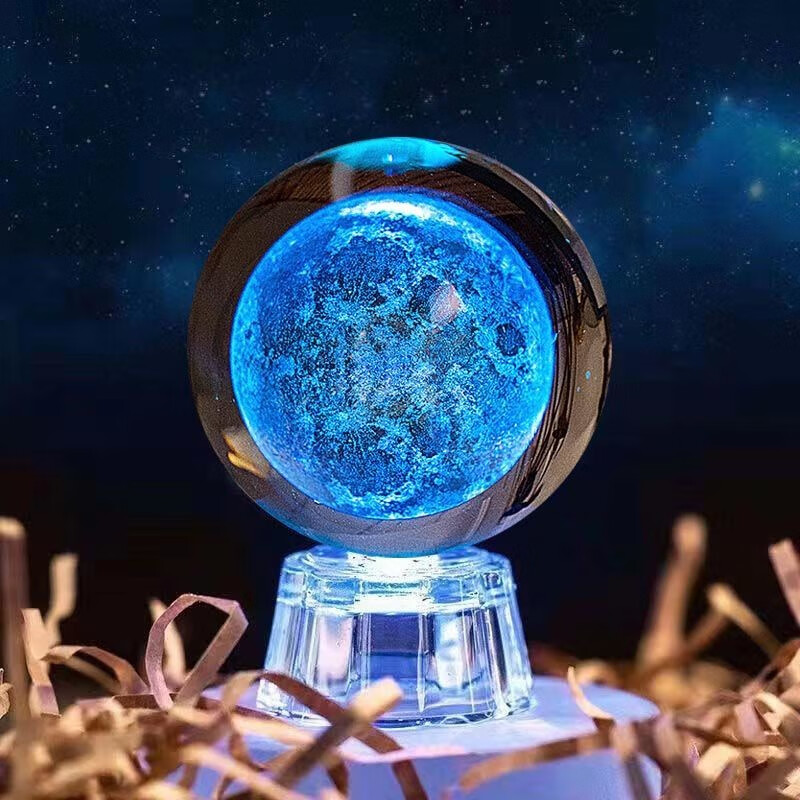 闺蜜发光水晶球送男友同学老师毕业季520情人节爱心款6cm电子底座刻字