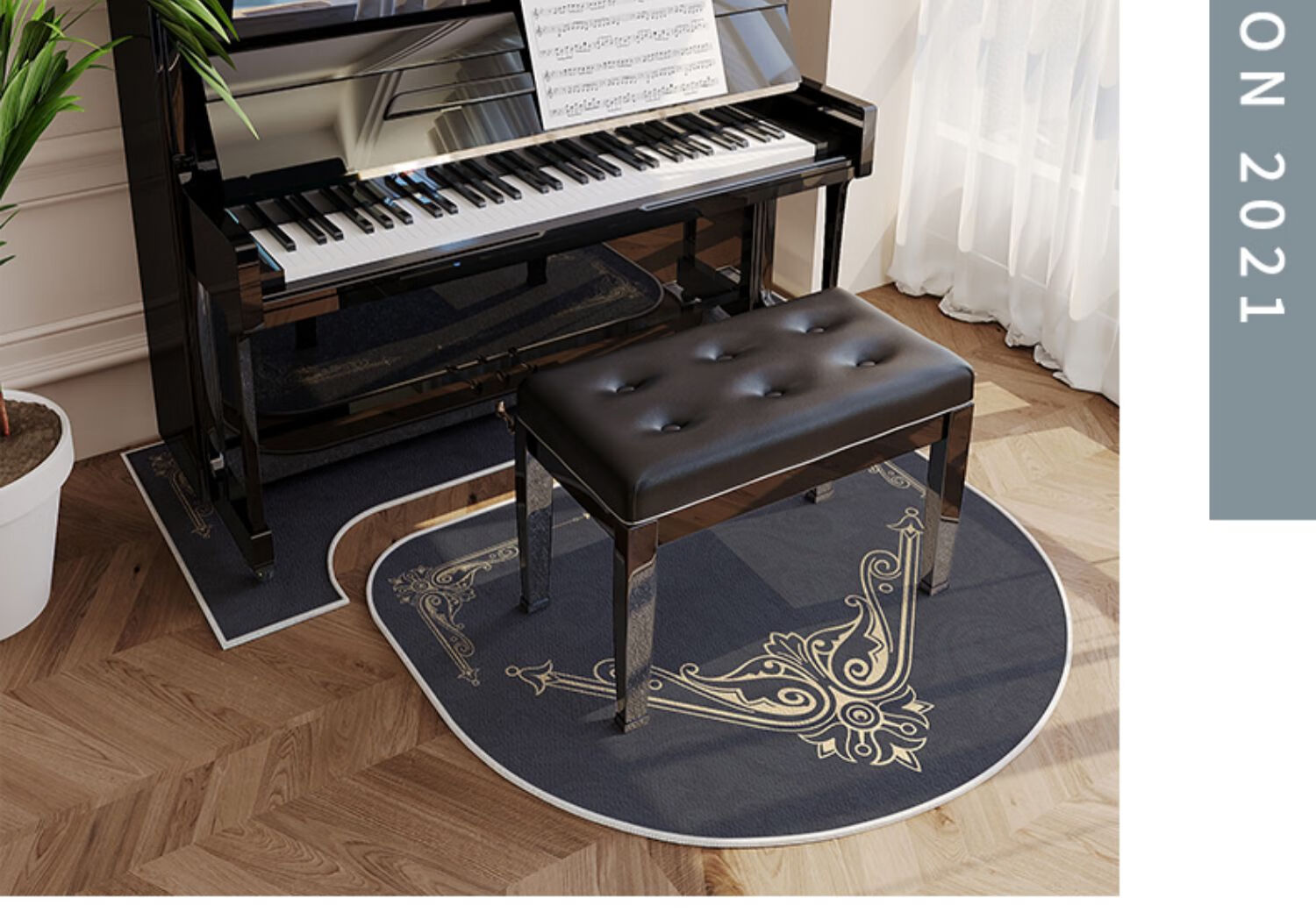 专用钢琴凳椅子脚垫加厚线条音乐多尼尔钢琴垫凹型70160cm钢琴通用垫