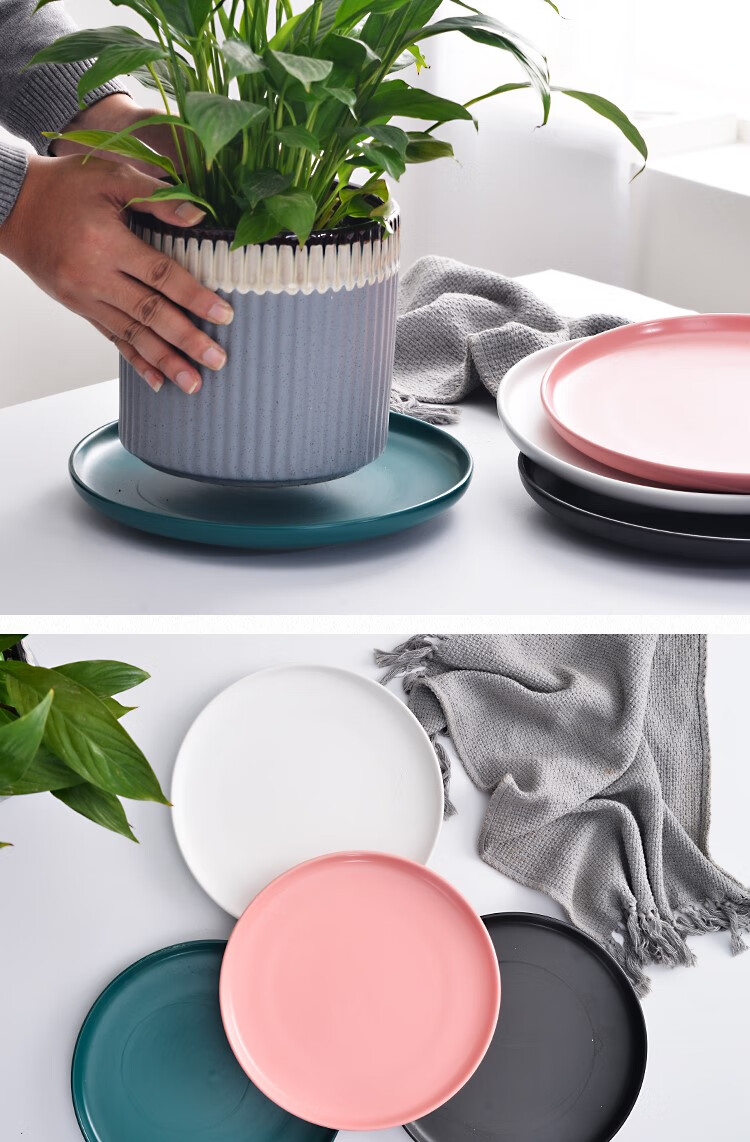 花盆底座托盘陶瓷圆形盆栽垫底小号接水盘室内沥水盘花盆底托盘黑色8