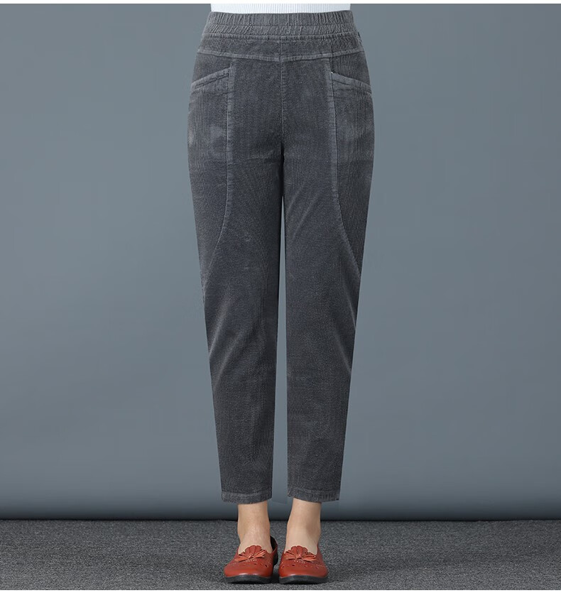 灯芯绒裤春秋外穿秋冬条绒裤子加绒哈伦中年女加厚女裤 a佩思rste-hl