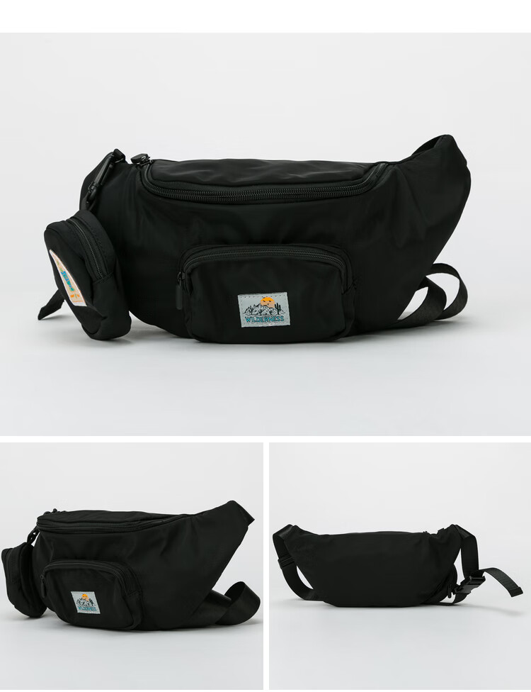 三福2020秋季女吊饰系列ins潮牌运动风个性潮语平价腰包 430624 紫色