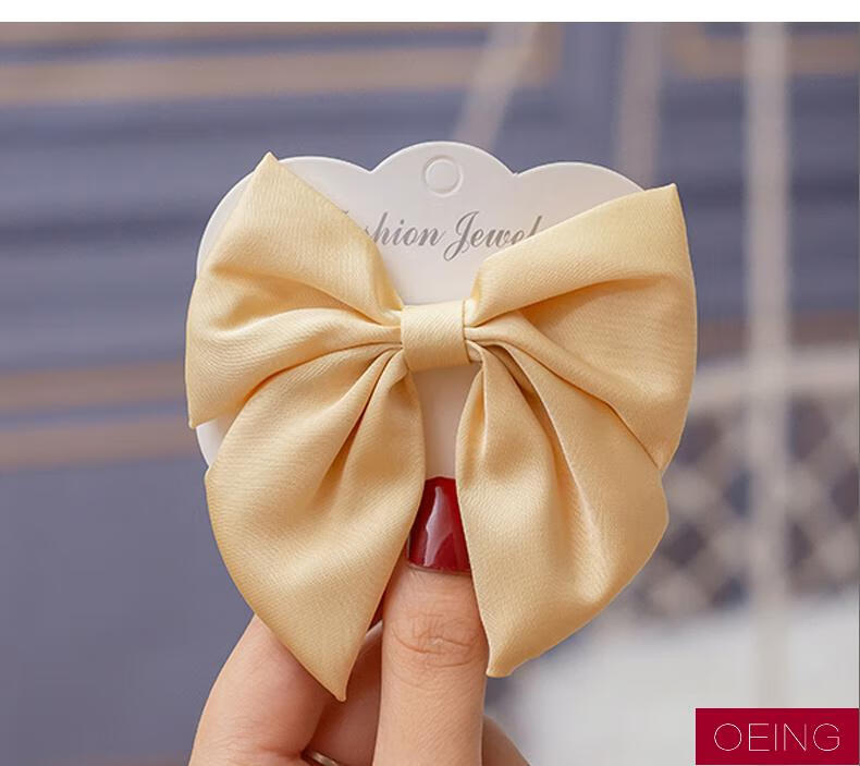 oeing儿童小蝴蝶结发夹女宝宝布艺头饰小女孩头花发卡鸭嘴夹侧边顶夹