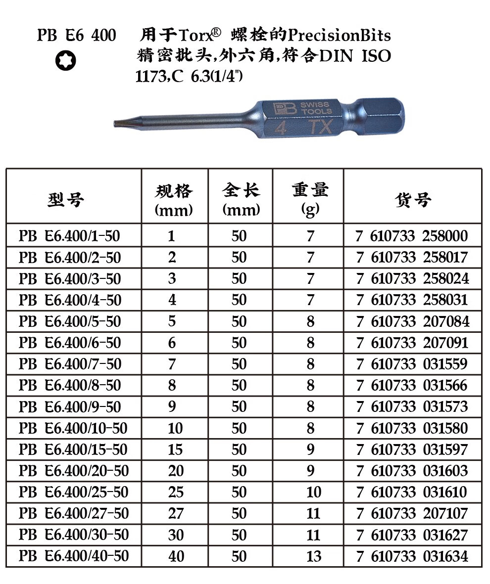 瑞士pbswisstools梅花批头pbe64001550
