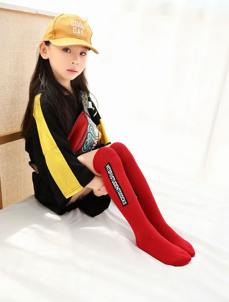 珈沐儿儿童袜子女童长筒袜棉春秋薄款公主宝宝过膝长袜秋冬中筒堆堆袜