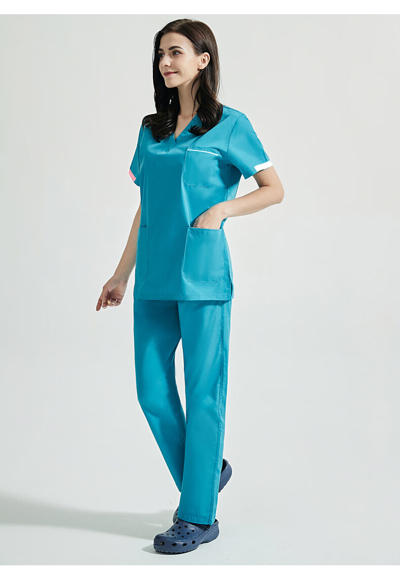 刷手服男女洗手衣护士服口腔医生工作服短袖长袖手术室美容院湖蓝009s