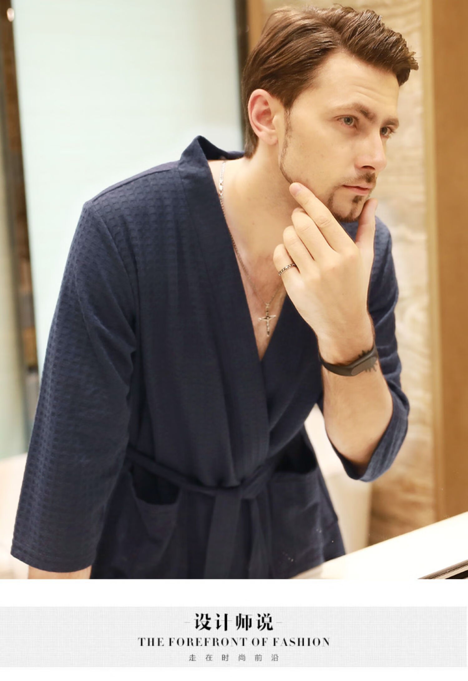 大码宽松浴衣情侣酒店吸水简约日式白色睡衣男春秋浴袍灰色单件男士m