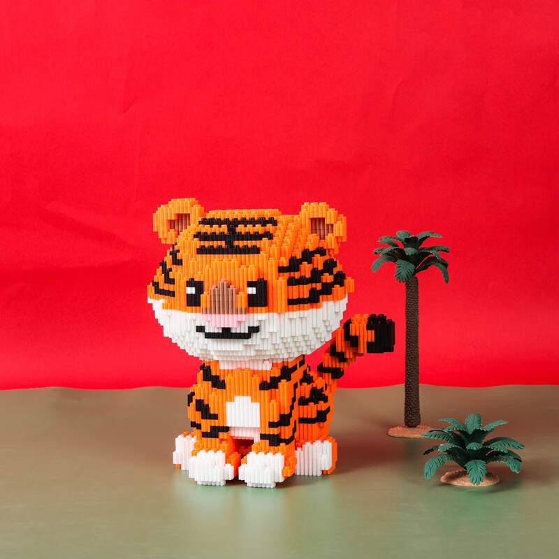 新年礼物老虎高难度串联立体微小颗粒拼装积木儿童玩具男孩女孩拼图