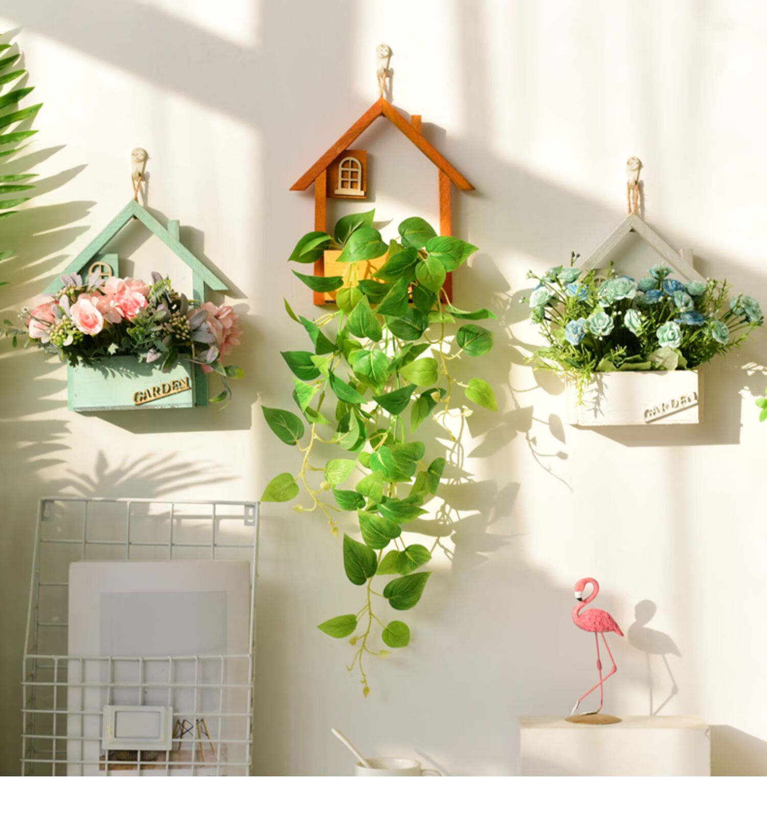 创意墙面墙壁装饰挂件北欧ins仿真植物壁挂假花客厅餐厅墙上挂花图片2