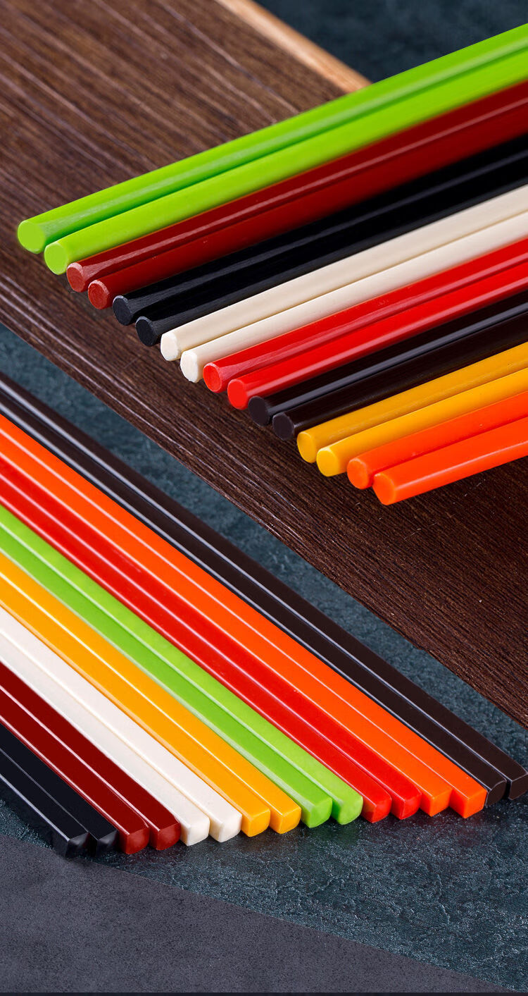 彩色密胺筷耐高温防霉家用塑料筷子酒店餐饮火锅筷子仿瓷消毒筷子24