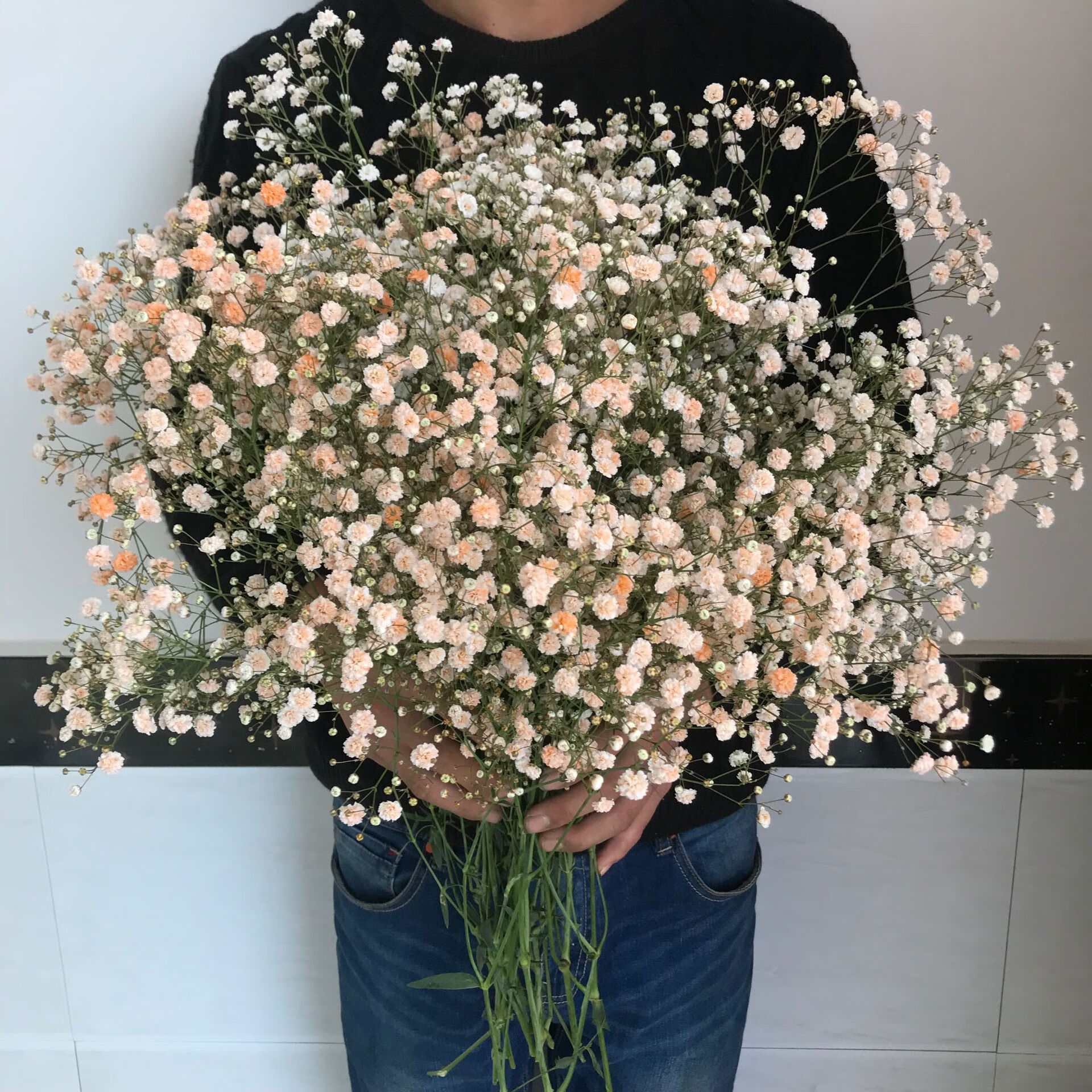 满天星勿忘我花束家居摆设客厅装饰摆件鲜花情人节大束sn2510 西瓜红