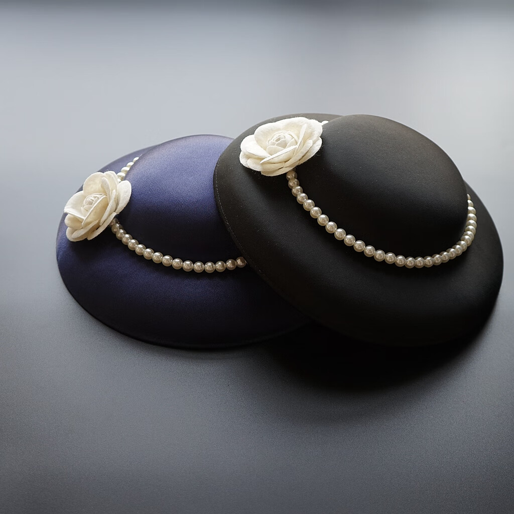 礼帽女英伦轻奢英式赫本风山茶花复古优雅帽子英伦名媛礼帽女头饰蕾丝