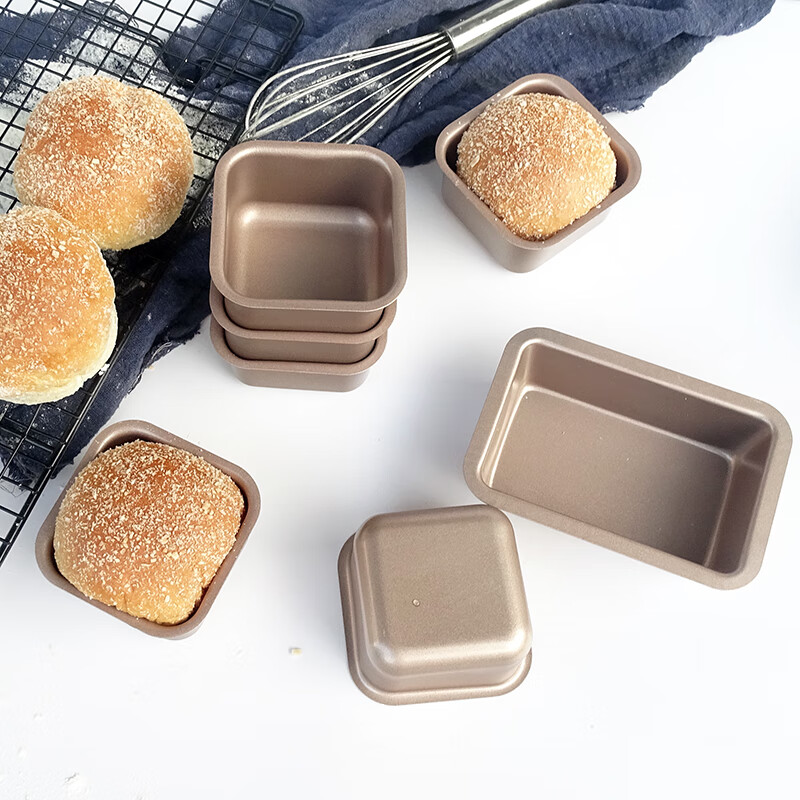 南暖 方形迷你汉堡模具不粘小吐司面包模具磅蛋糕家用烤箱烘焙模具