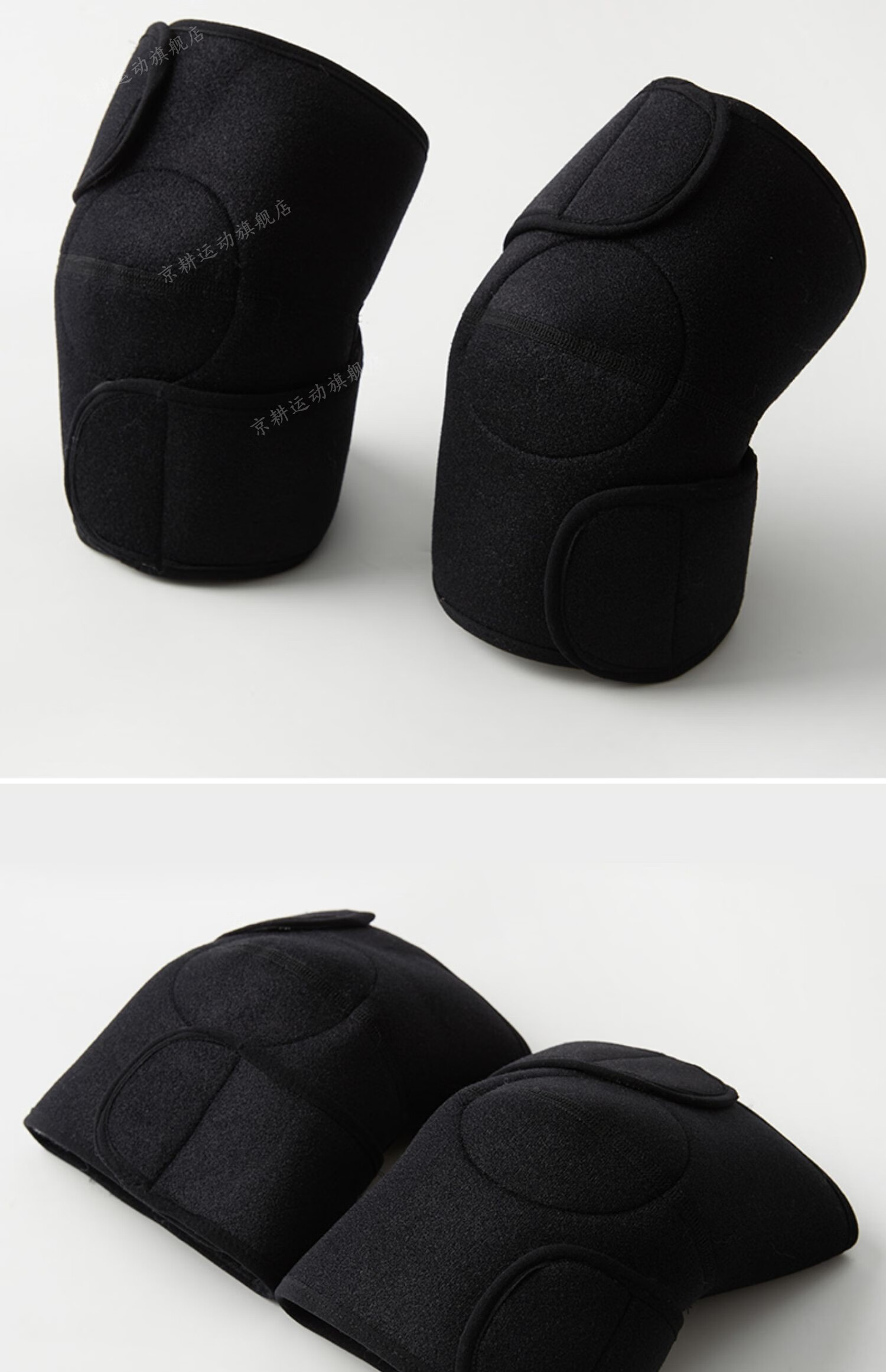 冬季可拆卸羊皮毛一体护膝保暖女士关节老人专用粘扣防寒男 黑色短款