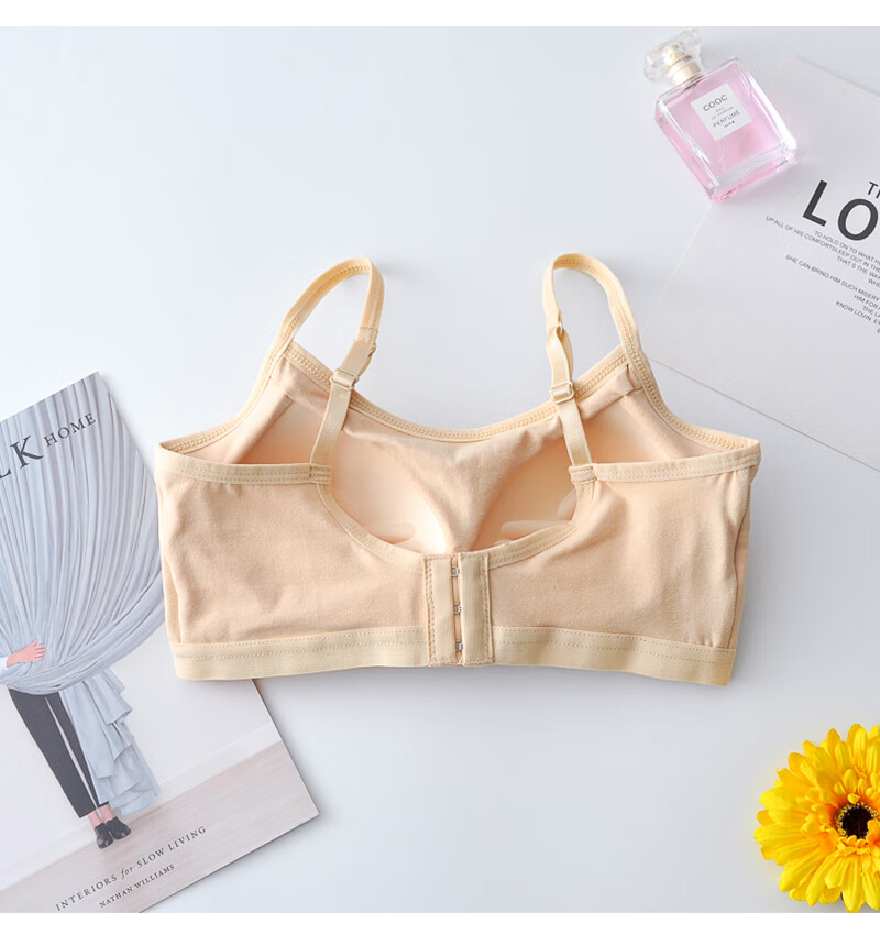 三排扣固定杯无钢圈少女文胸学生防走光打底吊带胸罩白色白色m70105斤