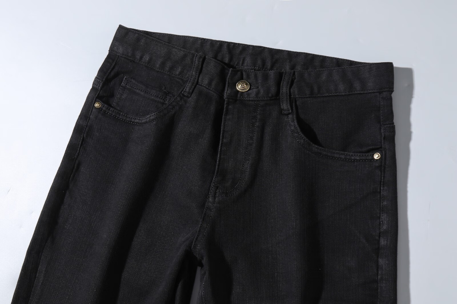 正季牛仔裤男高端厚款高弹纯黑奢品潮牌商务直筒宽松男士长裤黑色292