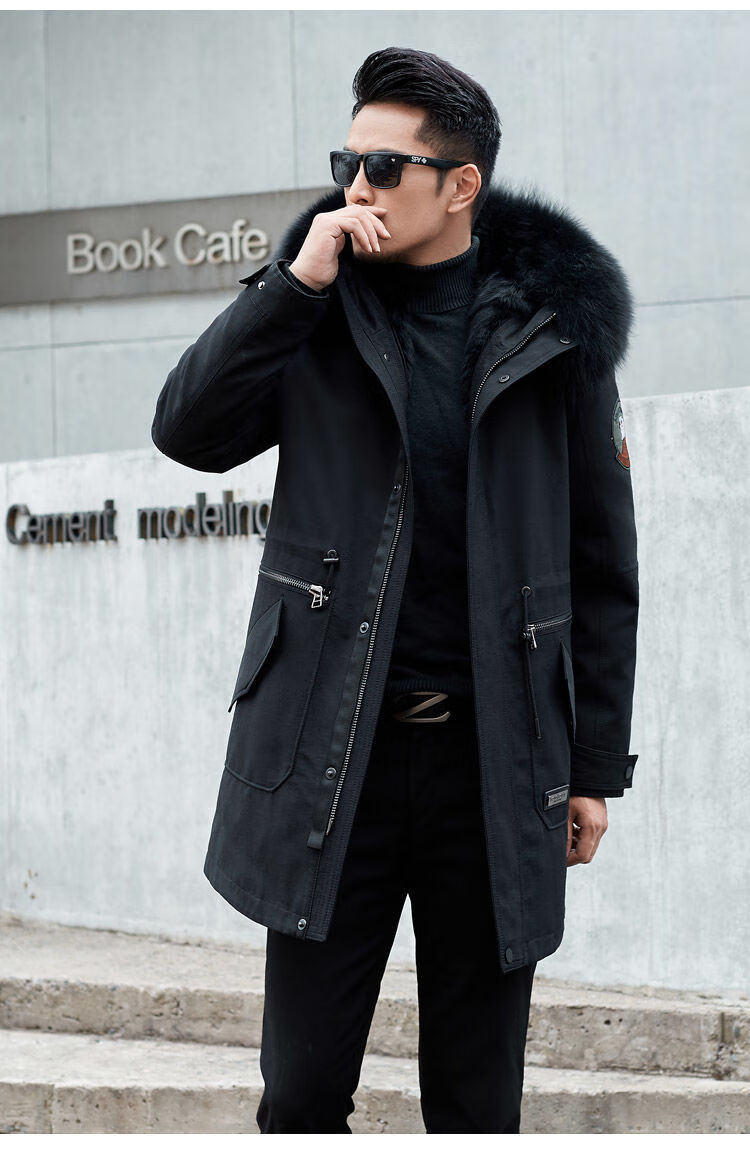 皮尔卡丹轻奢品牌男装派克服男整貂貂内胆可拆卸貂毛男款皮草大衣水貂