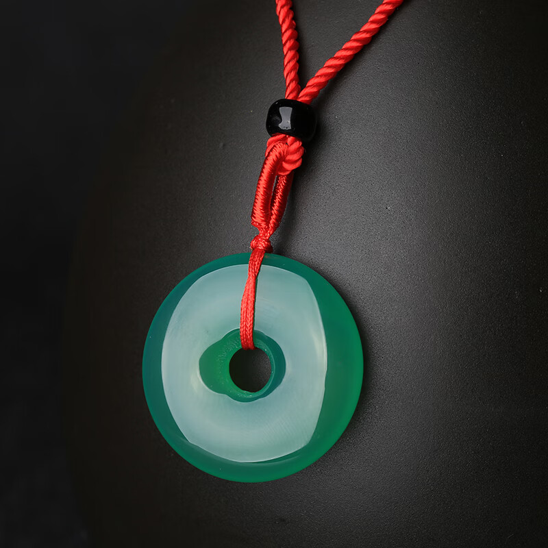 鼎盛福天然绿玉髓平安扣吊坠玛瑙圆形护身符男女款情侣玉坠项链礼物