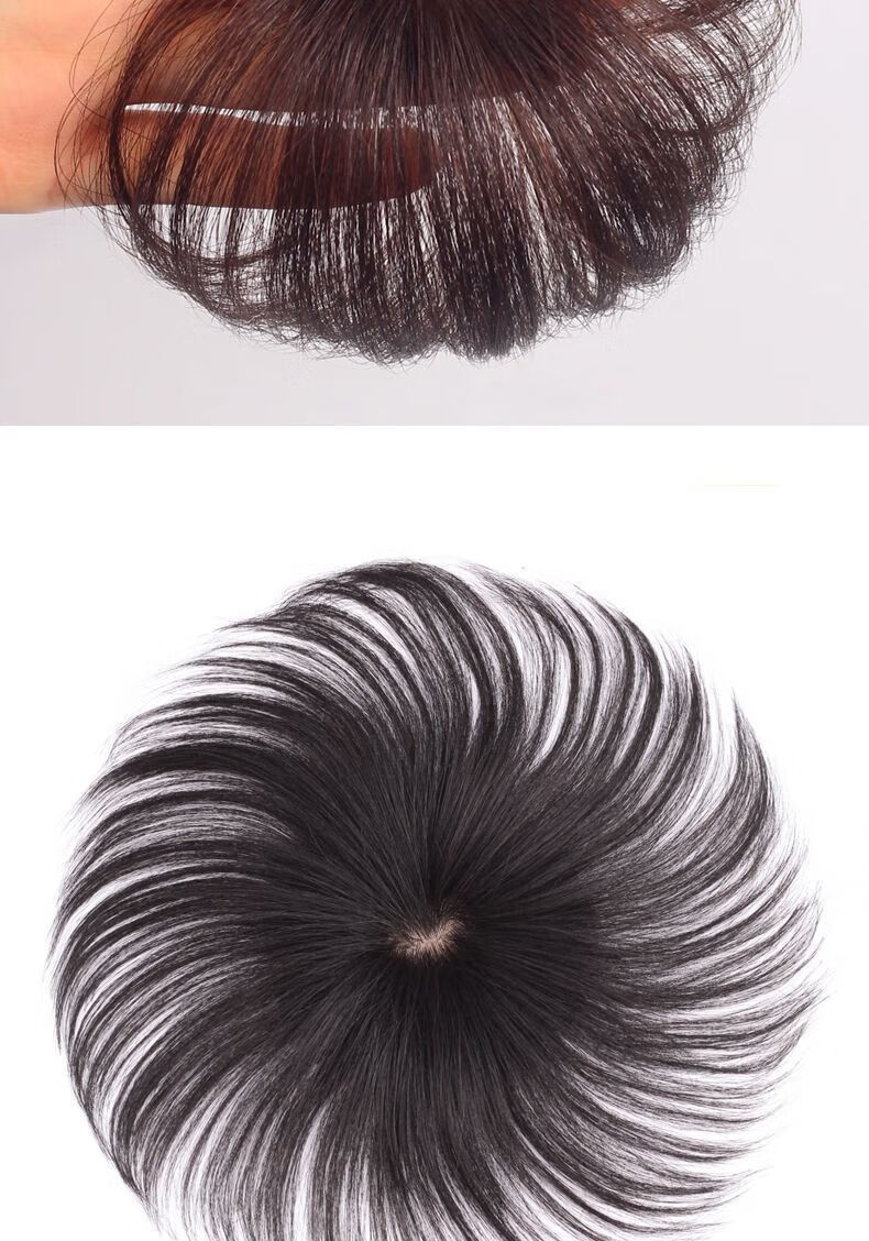 头顶遮白发假发片真发头顶补发片女一片式无痕头发稀少递针补发块