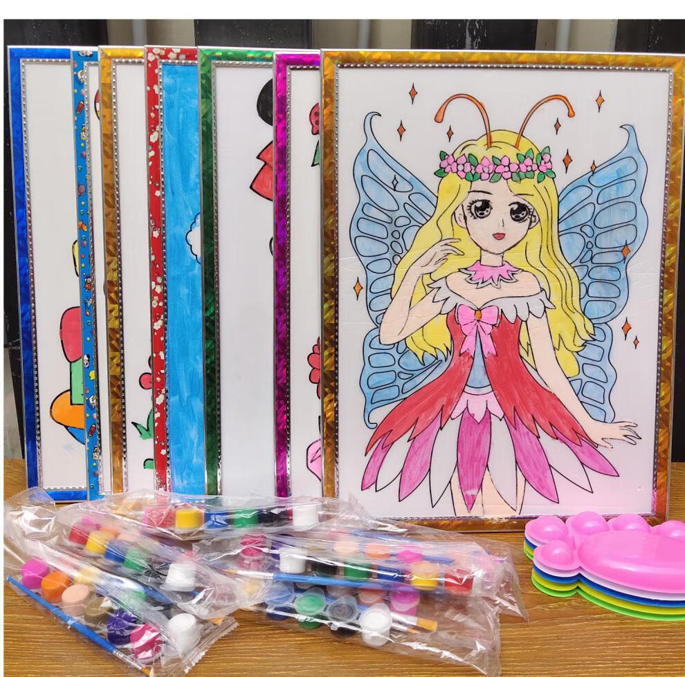 儿童颜料涂画板 儿童画画涂色泡沫板广场涂鸦画板颜料水彩画diy水粉画