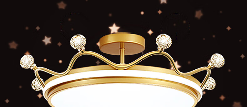 奢米伽新款星空皇冠灯卧室房间吸顶灯创意温馨浪漫led现代轻奢次卧