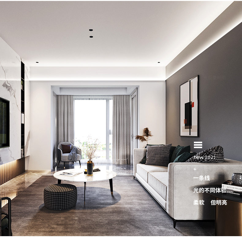 天花向上打光线型灯反光槽免吊顶洗墙灯线性灯回光灯槽天花带预埋腰线