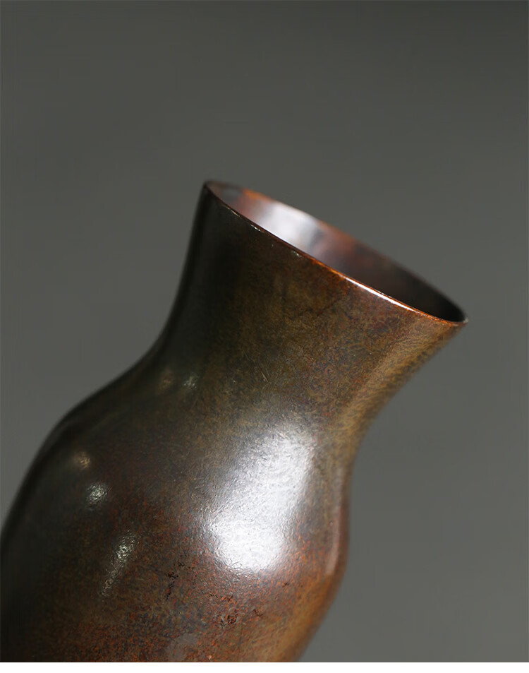 一纪kazunori日式手工复古铜花瓶摆件客厅干花插花器现代简约电视柜