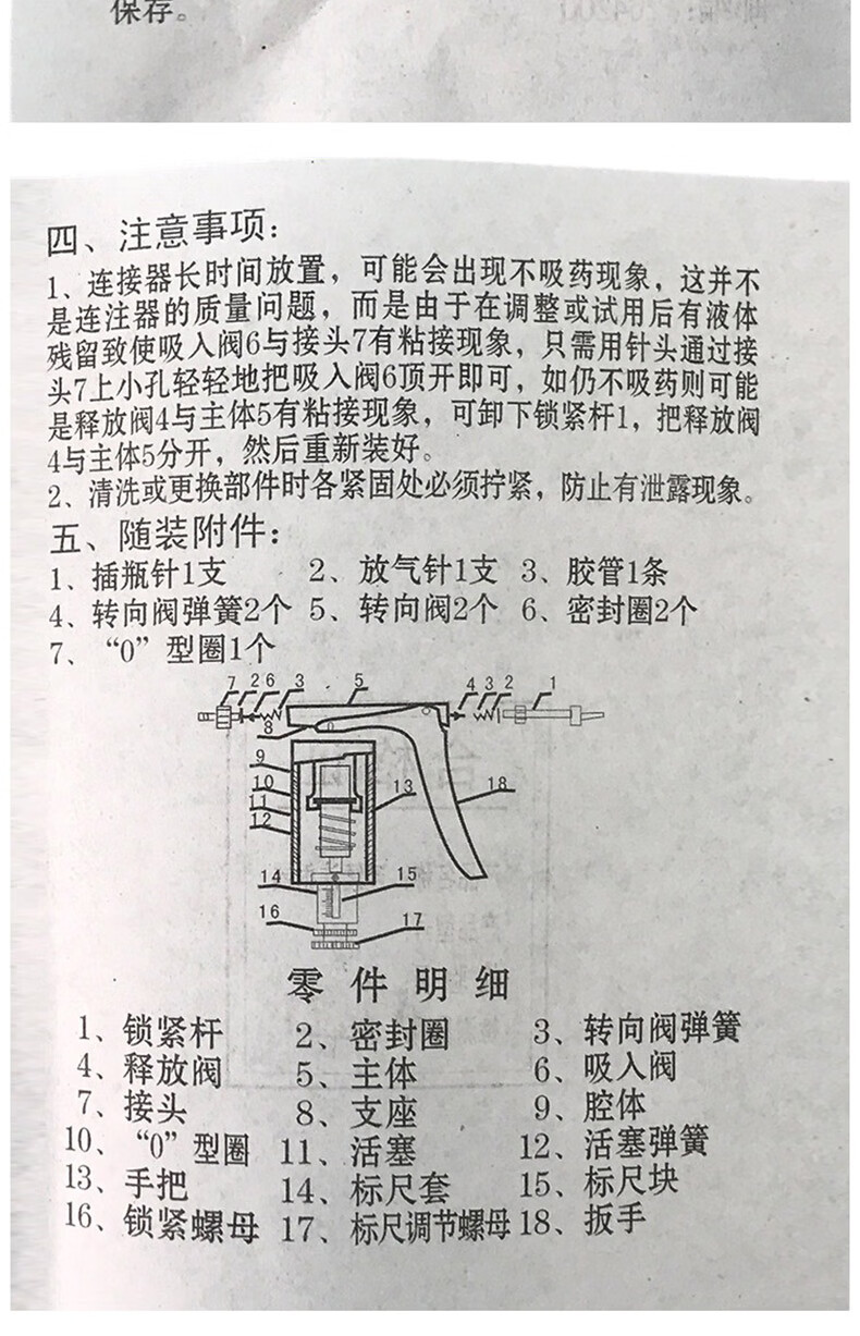 兽用连续注射器分解图图片