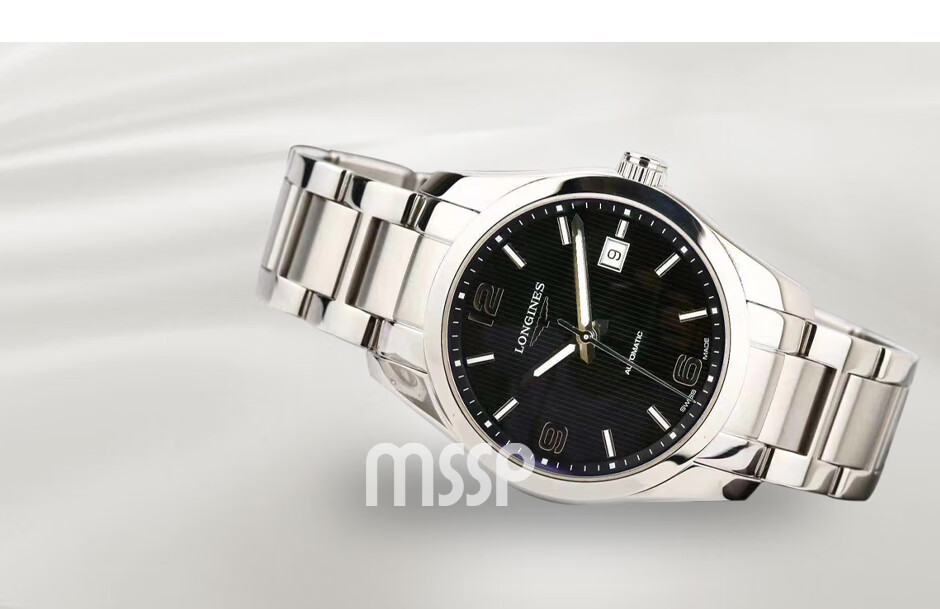 二手95新浪琴康铂系列男表黑盘40mm男士正装表休闲商务腕表40mm黑盘l