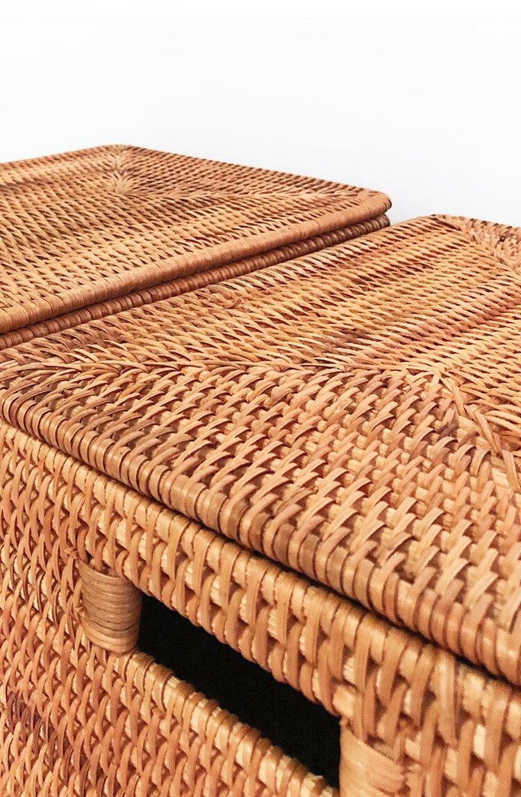 日系编织篮手提藤条材料越南藤编收纳筐脏衣服篮竹编零食玩具杂物桌面